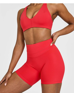 Shorts Deportivos Rojos Personalizados Muscle Mommy para Mujer, Cintura Alta, Compresivos, Transpirables - Product Image 3