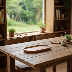 Japanese Wooden Serving Tray Oval Solid Wood Dessert & Tea Plate Wooden Oval Tray Handmade Minimalist Design Decorative - Product Image 3