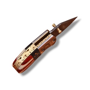 Couteau pliant en acier Damas avec manche drapeau du Texas, étui de transport vertical, couteau de poche EDC pour la chasse et le camping, pointe tombante, support OEM - Product Image 2