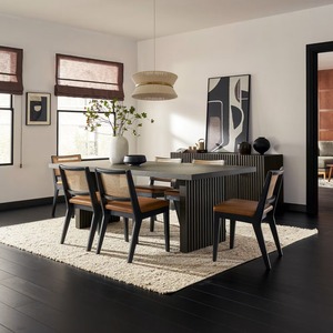 Sillón Moderno Minimalista de Madera de Teca con Asiento y Respaldo de Ratán Tejido a Mano, Silla de Comedor de Cuero Ecológico de Estilo Moderno de Mediados de Siglo - Product Image 4