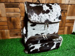 Sac à dos en cuir de vachette fait main avec poils, vintage, pour voyage, ordinateur portable, école, grande capacité, fermeture éclair, portable, unisexe HNBP-0013 - Product Image 5