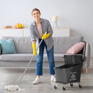 Carrello Porta Secchio per Pulizie Professionali con Secchio Chiuso Rinforzato per Hotel e Ristoranti - Product Image 6