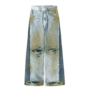 Pantalones Vaqueros Anchos de Mezclilla para Hombre, de Alta Calidad, con Lavado Ácido, con Pedrería, Diseño Unisex, Estilo Recto, con Logotipo Personalizado Bordado - Product Image 6