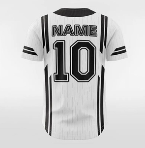 Maillots de baseball blancs à rayures noires avec impression par sublimation personnalisée - Product Image 4