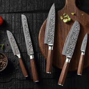 LEGACY BLADES Premium Damascus Chef <b>Knife</b> <b>Set</b> 5-Piece Wood Handle Handmade Razor <b>Sharp</b> Ambidextrous Kitchen <b>Knife</b> <b>Set</b> - Product Image 3