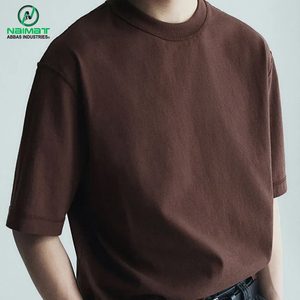 Camisetas transpirables para hombre, color marrón oscuro, extragrandes, sin estampado, de tela gruesa, con hombros caídos, fabricante para EE. UU. y Europa, con logotipo. - Product Image 6
