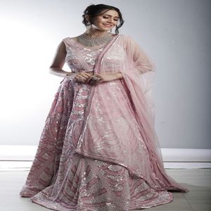 Exclusive Wholesale Plus Size | Indian Wedding Lehenga Choli Multicolor | <b>Sequin</b> Lace Embroidery Designer Custom Made Wear Set - Product Image 1