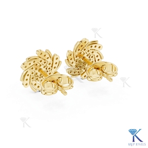 Lab Grown Diamond Swirl Pinwheel <b>Stud</b> Earrings Pave Cluster 18K Solid Gold Luxury Fine Women's Jewelry Wedding Bridal - Product Image 6