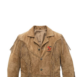 Solid Trader Soft Suede Fringe <b>Leather</b> <b>Jacket</b> Western Cowboy Tassel Style Durable Stitching High End Fashion Wear - Product Image 4