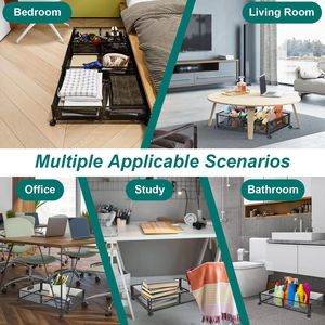 2 Pack Foldable Rolling <b>Storage</b> Bin Under Bed <b>Storage</b> Container with Cart Wheels for <b>Clothes</b> & Shoes for Bedroom & Study - Product Image 3