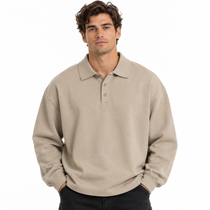 Polo de manga larga para hombre, logotipo personalizado, algodón, punto, ropa de golf, venta al por mayor, fabricante de etiquetas privadas, ligero - Product Image 1