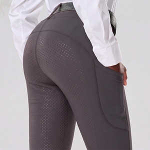 Leggings de equitación para mujer personalizados de alta calidad con cinturón, pantalones de compresión ligeros - Product Image 1