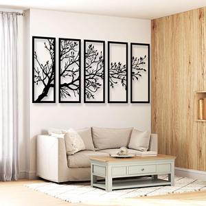 Arte de pared con diseño de árbol de cinco paneles, escultura moderna de metal para la sala de estar, la entrada, el pasillo o la decoración interior de hoteles, procedente de la India. - Product Image 5