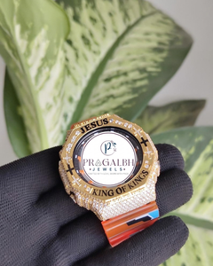 นาฬิกาควอตซ์ Pragalbh Jewels Iced Out Jesus King Of Kings สายสแตนเลสสตีล หรูหรา สไตล์ฮิปฮอป ประดับเพชร สำหรับผู้ชาย - Product Image 3