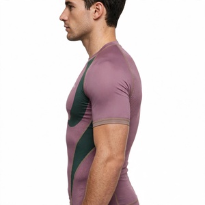 Men's Custom Color Solid Short Sleeve Sporty T-<b>Shirt</b> Round Neck Quick Dry Woven Twill Fabric Breathable Summer Casual Wear - Product Image 5