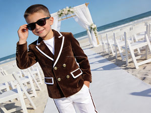 <b>Boys</b> Red Velvet Double Breasted <b>Blazer</b> <b>Suit</b> for Weddings, Beach Ceremonies & Formal Occasions - Product Image 3