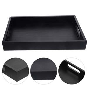 Plateau ovale en bois d'acacia avec bord surélevé, finition mate naturelle, support de présentation décoratif surélevé avec pieds à billes - Product Image 3