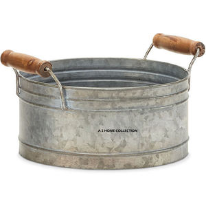 Seau de Noël en métal galvanisé de qualité supérieure avec poignée en bois, vierge pour sublimation, en promotion - Product Image 1