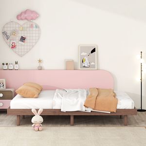 Letto a piattaforma flottante moderno color noce con struttura in legno - Product Image 4