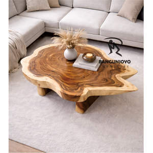 Table basse moderne multifonctionnelle extensible et convertible en bois massif de suar, fabriquée à la main, pour salon - Product Image 3