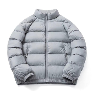 Veste d'hiver chaude matelassée en gros pour homme, coupe régulière, couleur unie, en polyester, avec fermeture éclair, pour l'extérieur - Product Image 4
