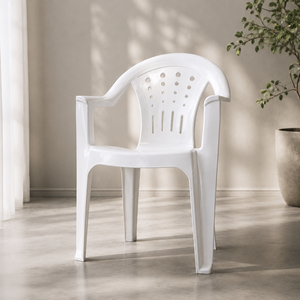 Silla de Plástico Blanca para Exteriores, Tendencia 2026, con Respaldo y Reposabrazos Sólidos, para Sala de Estar o Patio - Product Image 5