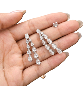 Maravillosos Pendientes de Diamantes de Laboratorio con Corte Pera, Color DEF, Claridad VS VVS, Oro Sólido de 14K y 18K, Pendientes Finos para Novia, Pendientes Colgantes - Product Image 4