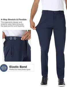 Pantalones Oxford de Hombre Azul Marino, Corte Slim Fit, Cintura Media, Cierre de Botones, Estilo Casual Elegante, con Bolsillos Laterales, Antiarrugas - Product Image 3