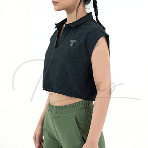 Top Corto para Mujer, Estilo Casual, Cuello Alto, Transpirable, de Secado Rápido, Hecho de Algodón, Última Moda - Product Image 2