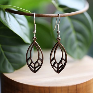 Boucles d'oreilles en forme de feuille en bois, faites à la main, en bois naturel, pour femmes, accessoire de bijoux de style Boho - Product Image 6