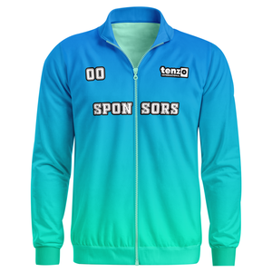 Veste de survêtement en polyester personnalisée avec logo par sublimation, fermeture éclair intégrale, nom et numéro de joueur personnalisés, OEM ODM - Product Image 1