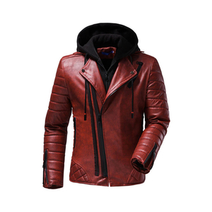 Unisex Brown Linen Motorcycle <b>Jacket</b> Crew Neck Pullover Polyester Lining Casual Front Logo Winter Biker Style OEM Service Letter - Product Image 2