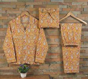 ชุดนอนผ้าฝ้ายพิมพ์ลายดอกไม้แบบอินเดีย สำหรับฤดูร้อนและฤดูใบไม้ผลิ เนื้อผ้านุ่ม เหมาะเป็นของขวัญสำหรับเธอหรือเพื่อนเจ้าสาว - Product Image 6