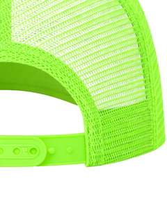 Gorra trucker blanca y verde neón con malla trasera, ajustable, transpirable, de poliéster, con frente de espuma, logotipo personalizado, gorra de béisbol en blanco. - Product Image 5