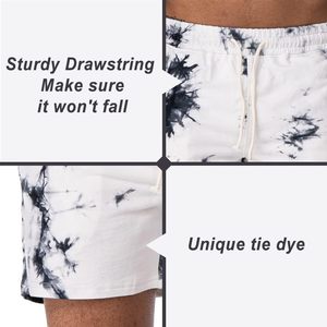 <b>Men's</b> <b>Tie</b> Dye Board Shorts Mid Waist Drawstring Quick Dry Casual Swim Trunks White <b>Black</b> Patterned Short Length - Product Image 5