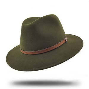 White 100% Wool Fedora <b>Hat</b> with Brown Ribbon <b>Band</b> Hand Embroidery Unisex Casual Wide Brim Four Seasons Fashion Accessory - Product Image 4