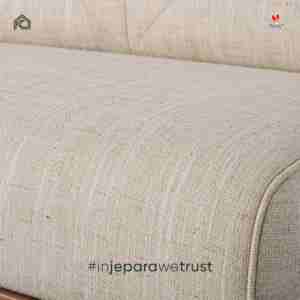 Modern Mid Century 3 Seater <b>Sofa</b> Solid <b>Wood</b> <b>Frame</b> Beige Fabric Upholstered Couch for Hotel Villa Living Room Furniture - Product Image 2