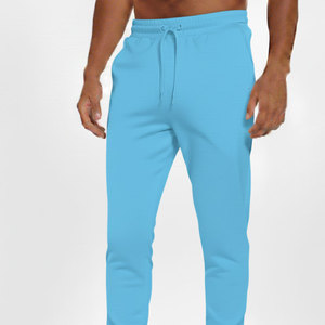 <b>Men's</b> Light Blue Cotton Sweatpants Elastic Waist Drawstring <b>Cuffed</b> Casual <b>Joggers</b> Side Pockets Spring Wear - Product Image 2