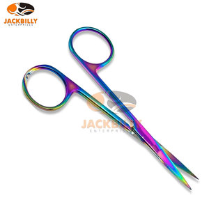 ชุดกรรไกรผ่าตัดขนาดเล็กคุณภาพพรีเมียม 2 ชิ้น หลากสี/เคลือบไทเทเนียมสีรุ้ง แบบโค้ง-เครื่องมือแพทย์แบบใช้มือ - Product Image 3