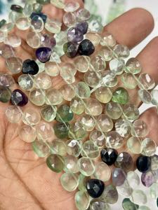 Cuentas facetadas de fluorita verde natural AAA en forma de corazón, tamaño 6-7 mm aprox. Cadena de 8 Pulgadas - Product Image 4