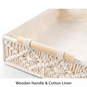 Juego de 1 Cesta de Almacenamiento de Macramé de Lujo con Asas, Organizadores de Almacenamiento de Cuerda Multiusos de Estilo Bohemio para Decoración del Hogar - Product Image 3