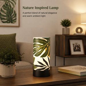 Nature Inspired Leaf Pattern Table Lamp Decorative Bedside <b>Night</b> Lamp Warm <b>Light</b> Fabric Shade E27 Compatible Modern Home Decor - Product Image 2