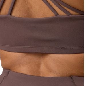 Women's Brown Cross Strap Sports <b>Bra</b> Medium Support <b>Stretch</b> Fitness Gym Training Workout Activewear Apparel Wear - Product Image 5