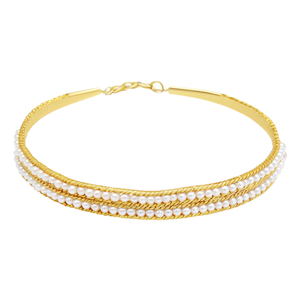 Classic Gold Plated <b>Copper</b> Kadda <b>Bangles</b> with Pearl Accents Oxidized Polish Finish India Origin - Product Image 2