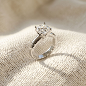 Bague de fiançailles en or blanc 14 carats avec diamant de laboratoire, alliance solitaire, certifiée IGI, taille brillant rond, bague fine pour femme - Product Image 4