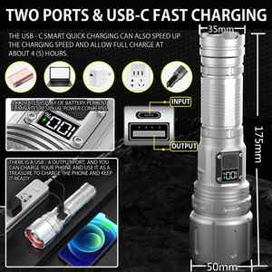CITICITY Lampe torche tactique LED haute puissance la plus vendue, rechargeable, 4 modes, en alliage d'aluminium, pour situations d'urgence et activités de plein air - Product Image 3