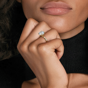 Bague de fiançailles solitaire ornée d'un halo caché en diamant - Product Image 4