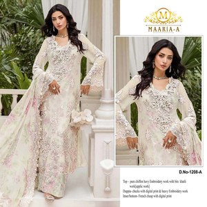 Conjunto de Kurti y Dupatta sin coser estilo Anarkali de seda Georgette multicolor bordado hasta la rodilla para fiesta, marca SIE - Product Image 5