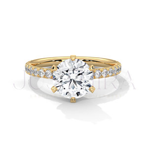 Three Stone <b>925</b> <b>Silver</b> <b>Ring</b> For Wome Most Selling Round Cut Diamond <b>Ring</b> Pave Settings for Everyday Wear Office Use and Elegant - Product Image 2
