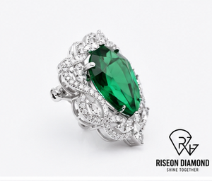 Broche Vintage de Esmeralda Verde con Corte Pera, Halo de Diamantes Cultivados en Laboratorio, Pin de Solapa de Lujo, Joyería de Colección, Regalo para Vestimenta Formal - Product Image 3